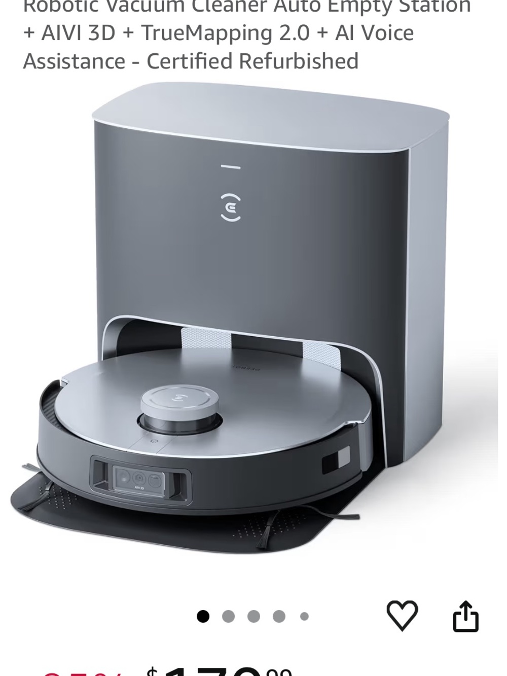 Robotic Vacuum Cleaner with Auto-Empty Station - Silver/Gray